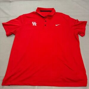Nike Houston Cougars Red Polo Shirt Men Dri-FIT Performance Knit Active 2XL-5258